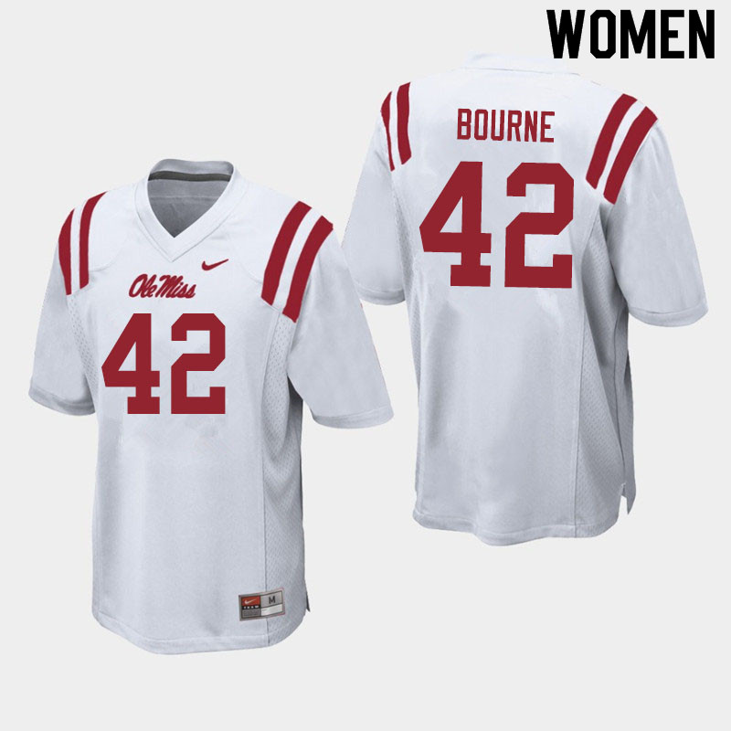 Truett Bourne Ole Miss Rebels NCAA Women's White #42 Stitched Limited College Football Jersey DRM7158QC